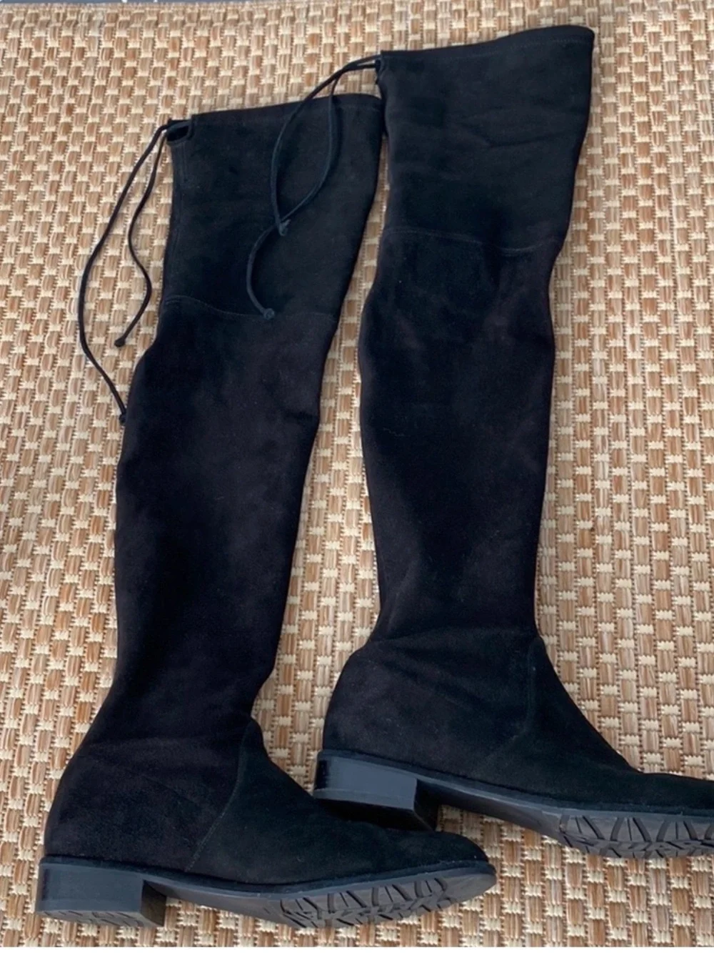 Stuart Weitzman Black Suede Over-the-Knee Boots worn twice